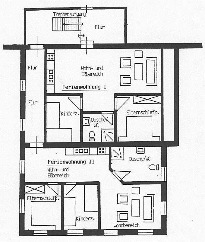 Grundriss von Wohnung eins und zwei